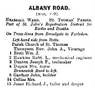 Albany Road 1912 Directory p1